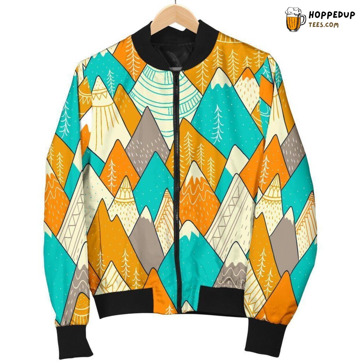 Colorful Mountain Panorama Men’s Bomber Jacket Unique Pattern Design Art Colorful Mountain Panorama Men’s Bomber Jacket Unique Pattern Design Art