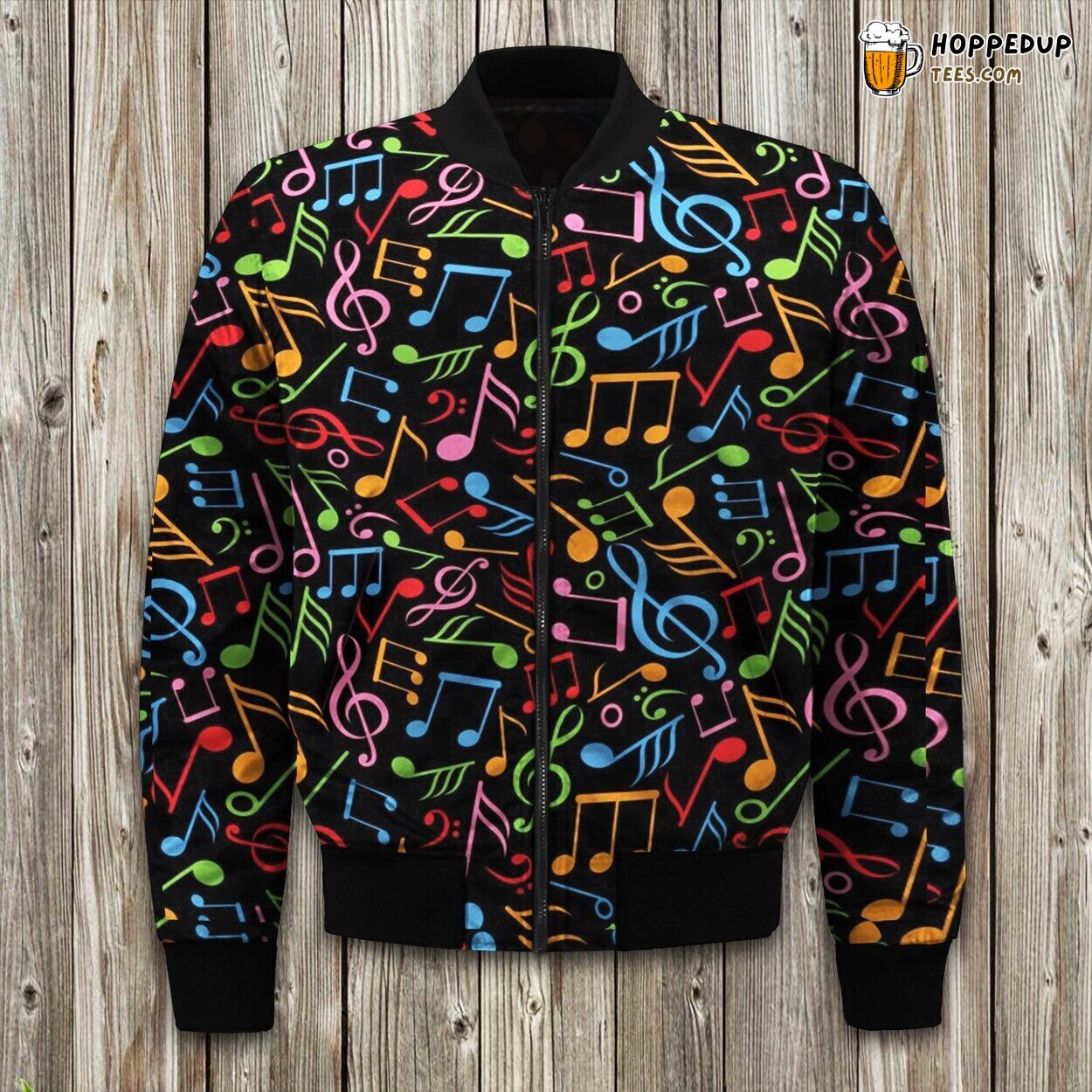 Colorful Music Note Bomber Jacket