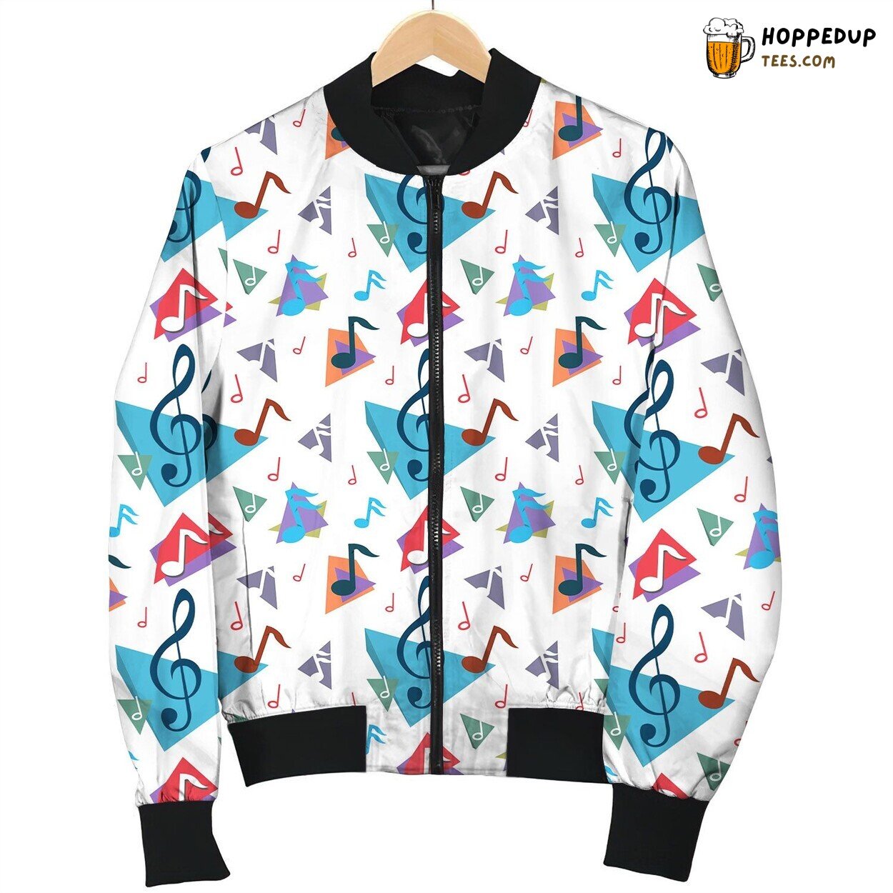 Colorful Music Note Symbols Bomber Jacket