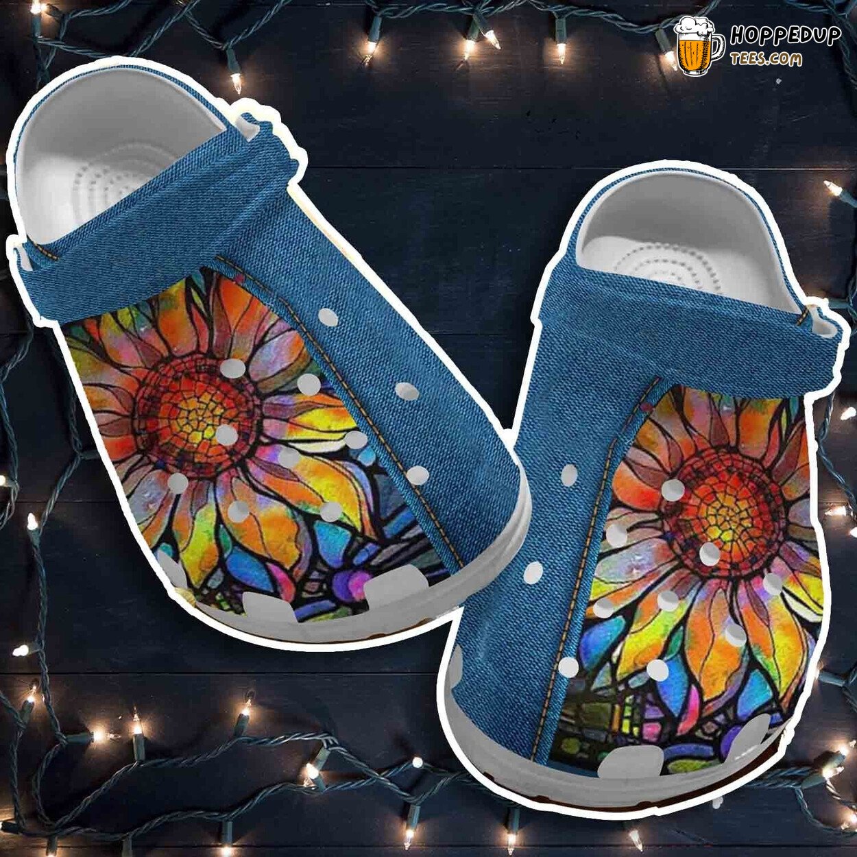 Colorful Natural Sunflower Themed Comfortable Unique Clog Shoes