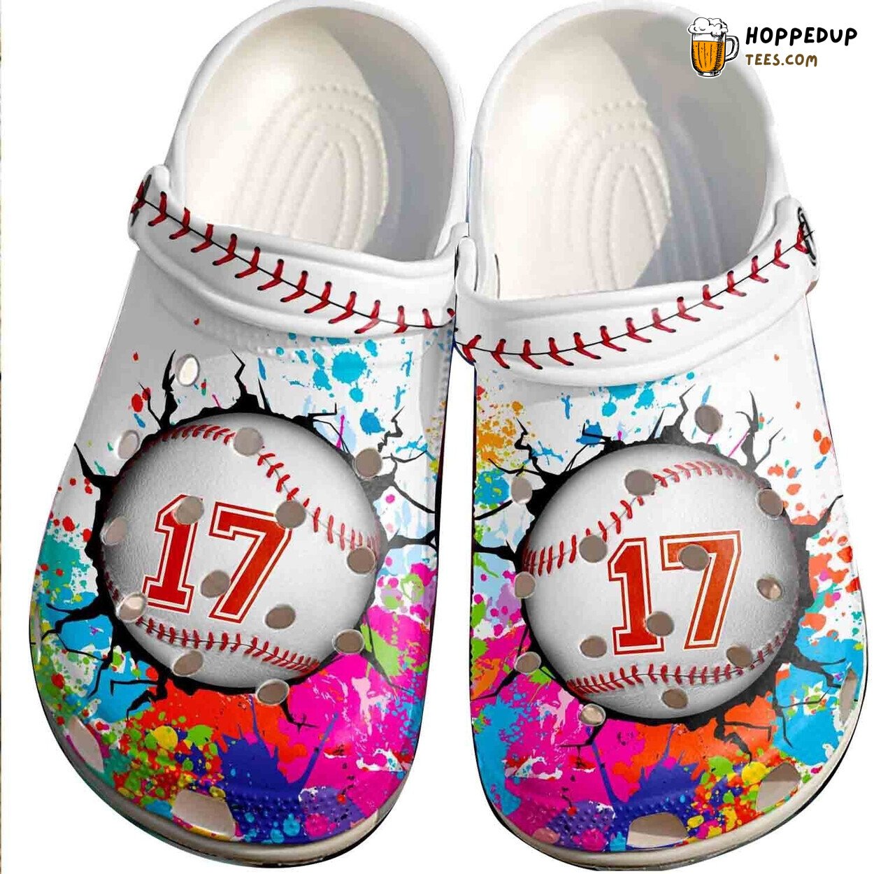 Colorful Paint Balls Batter Baseball Themed Comfortable Unique Clogs
