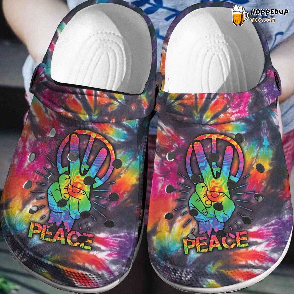 Colorful Peace Symbol Men Women Hand Peace Themed Gift Clogs Shoes