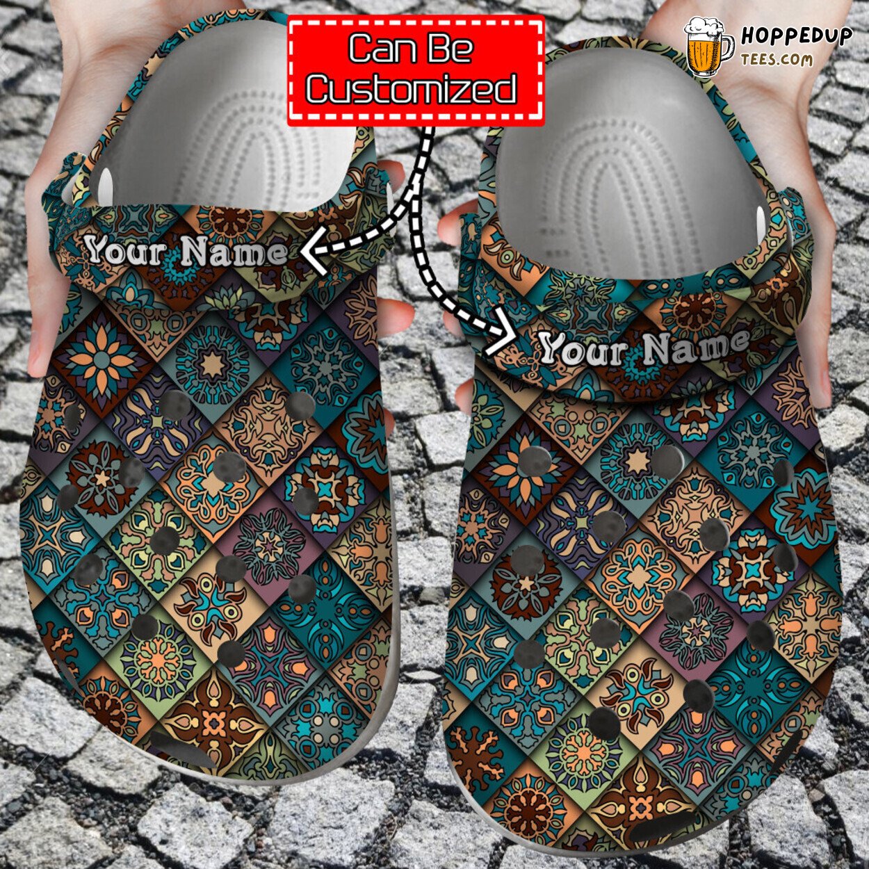 Colorful Quilting Blocks Comfortable Unique Stylish Design Clog Shoes