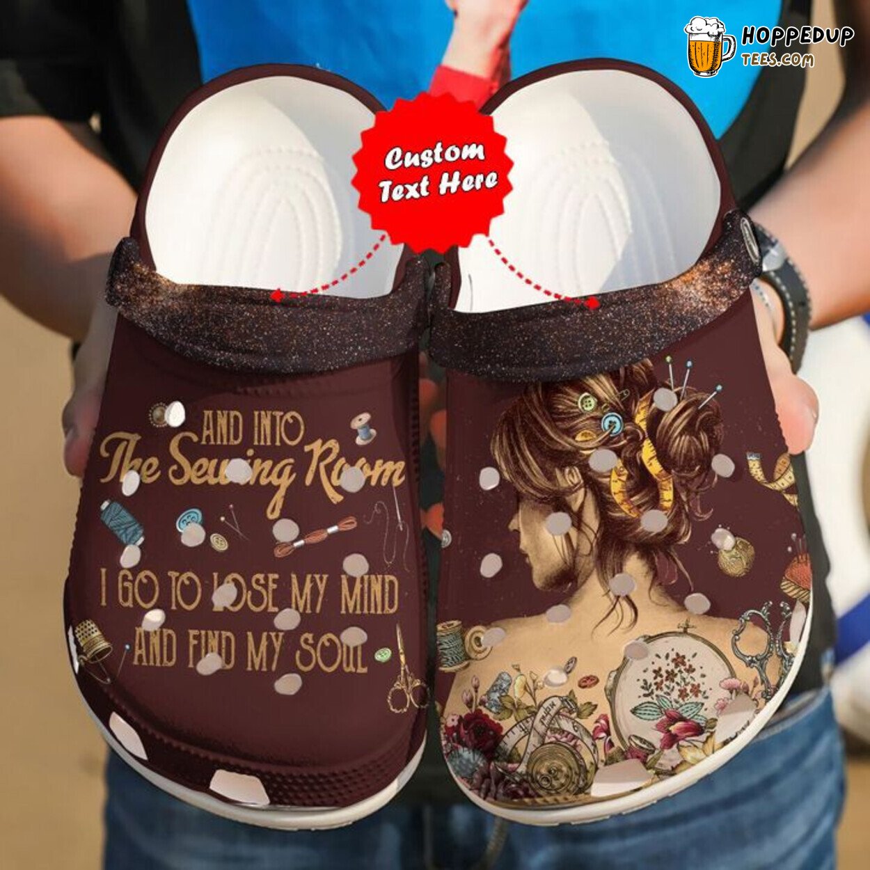Colorful Sewing Room Themed Comfortable Unique Design Clog Shoes