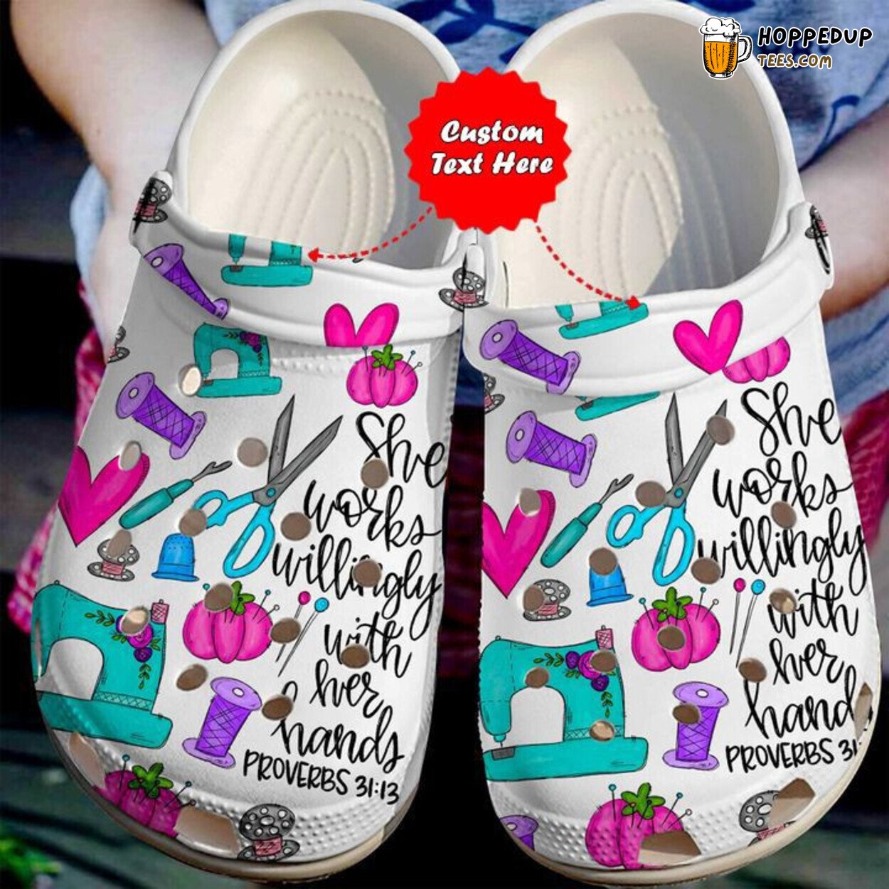 Colorful Sewing Works Willingly Themed Comfortable Clog Shoes Unique