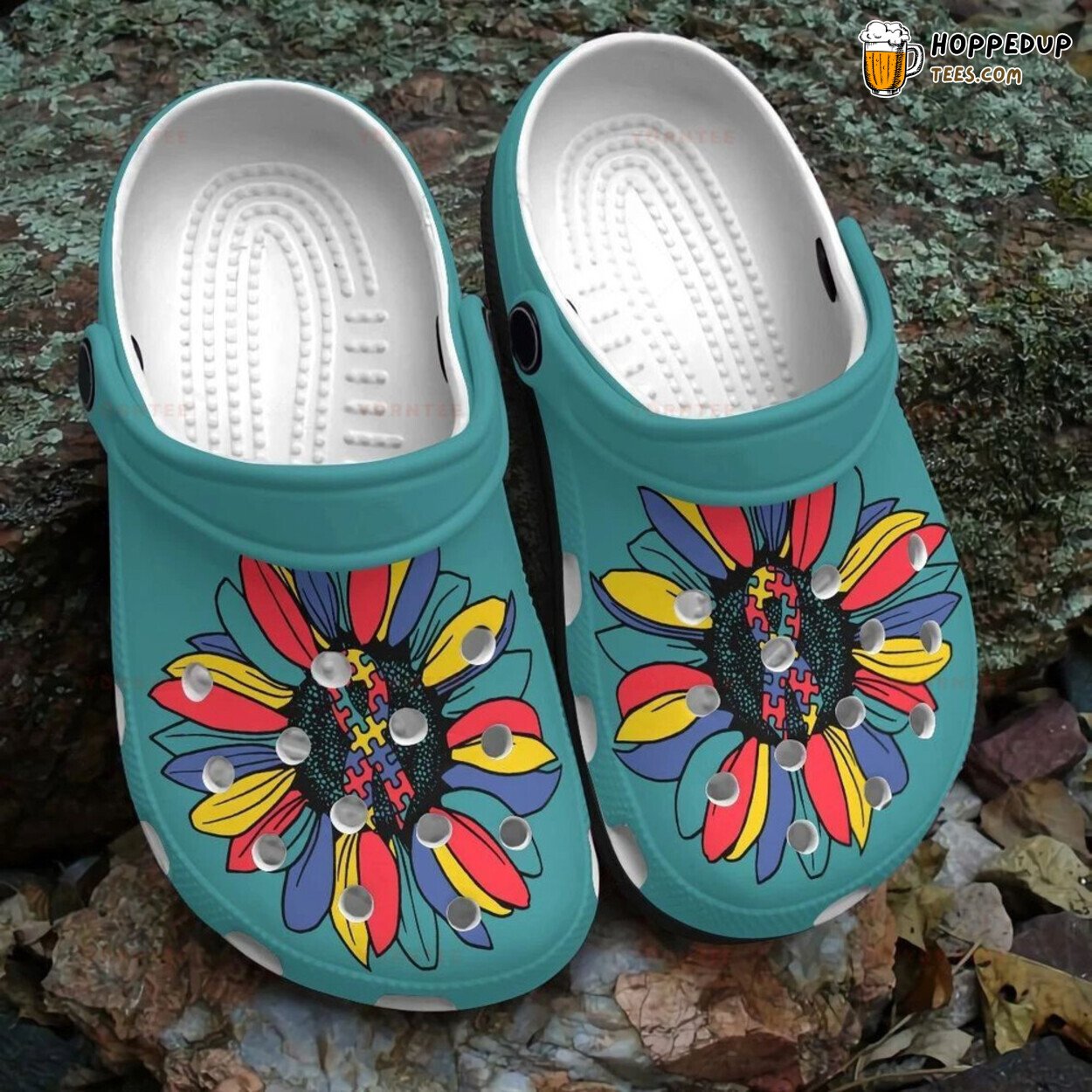 Colorful Sunflower Autism Awareness Rubber Clog Shoes Comfort Gift