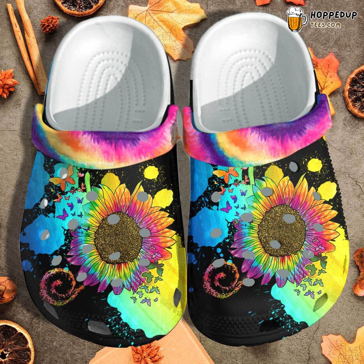 Colorful Sunflower Hippie Butterfly Custom Outdoor Shoes Perfect Womens Gift