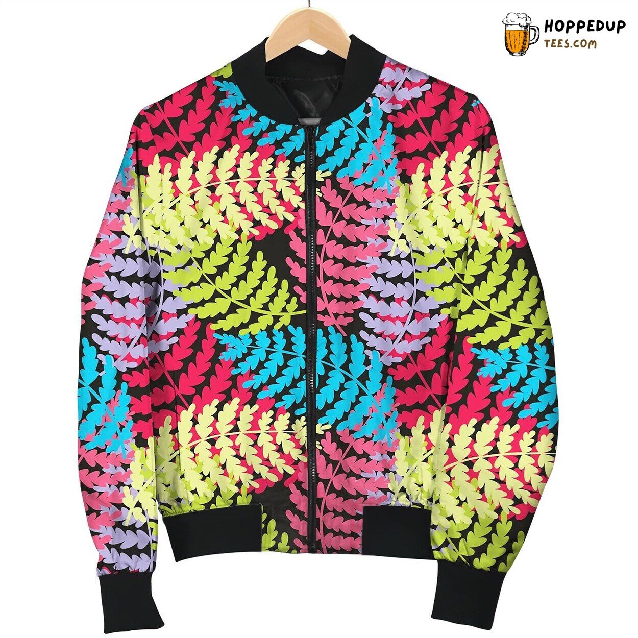 Colorful Tropical Branches Seamless Stylized Bomber Jacket
