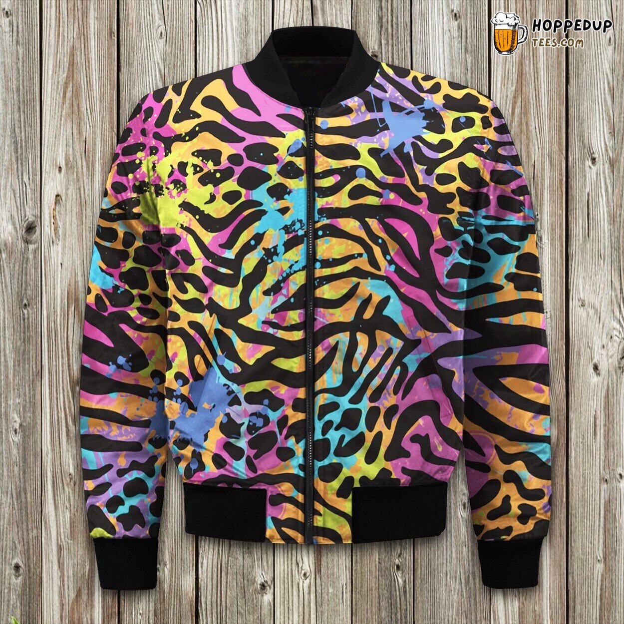 Colorful Zebra Leopard Bomber Jacket