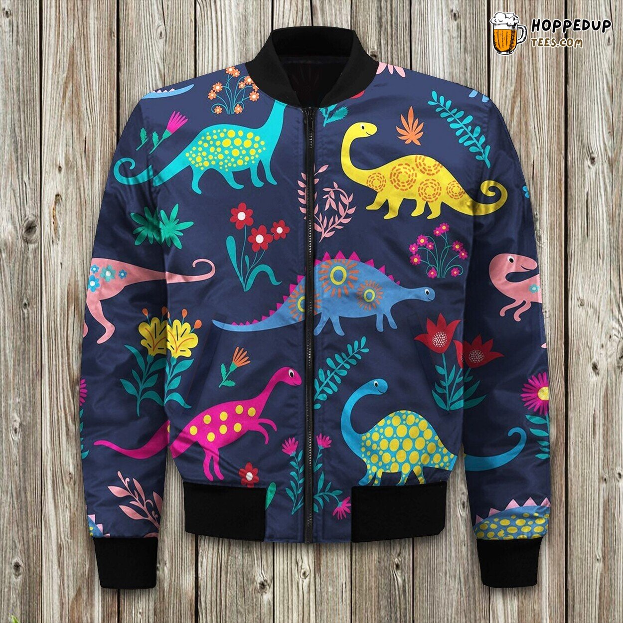 Colourful Dinosaur Bomber Jacket