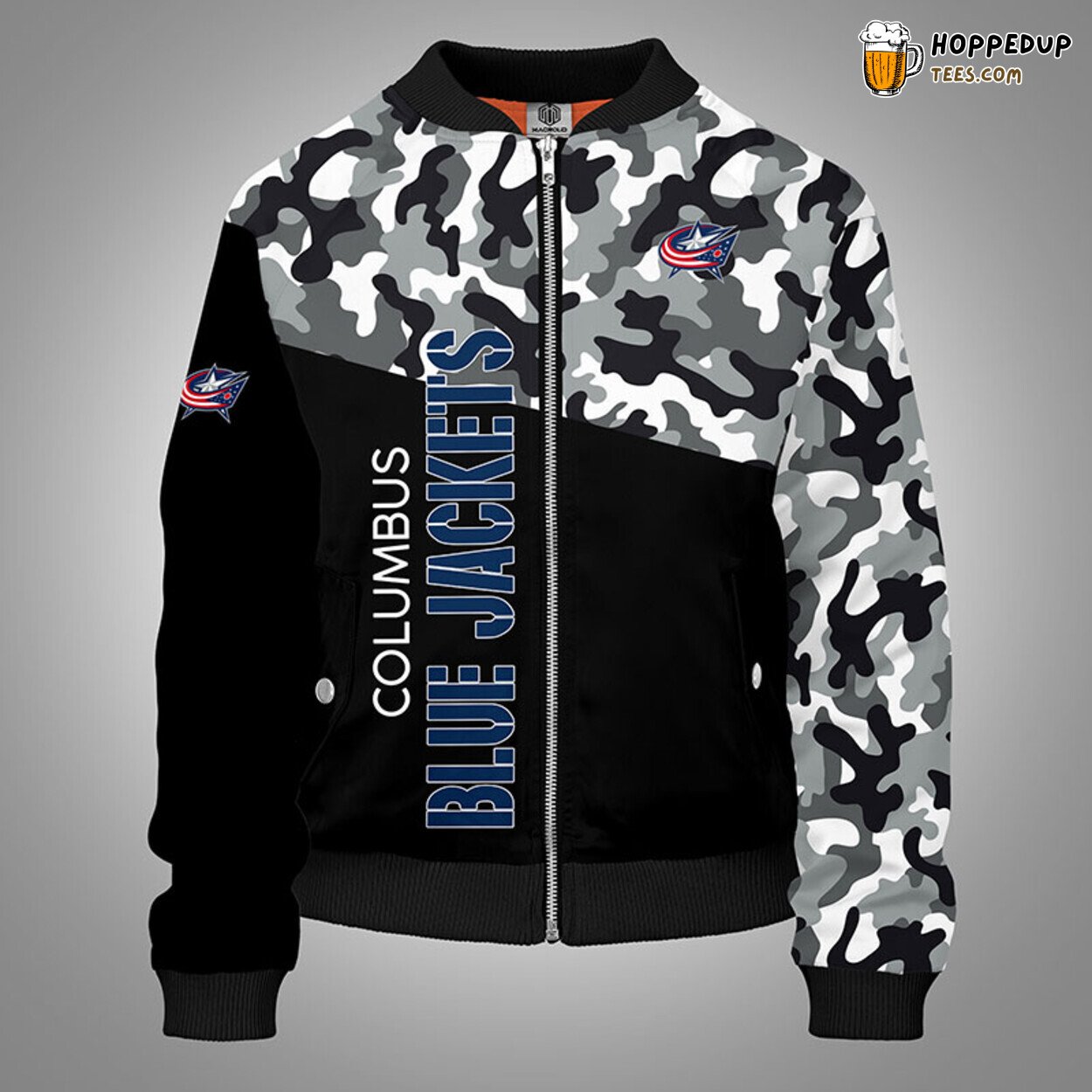 Columbus Blue Jackets NHL Camouflage Black Unique Bomber Jacket Stylish Look