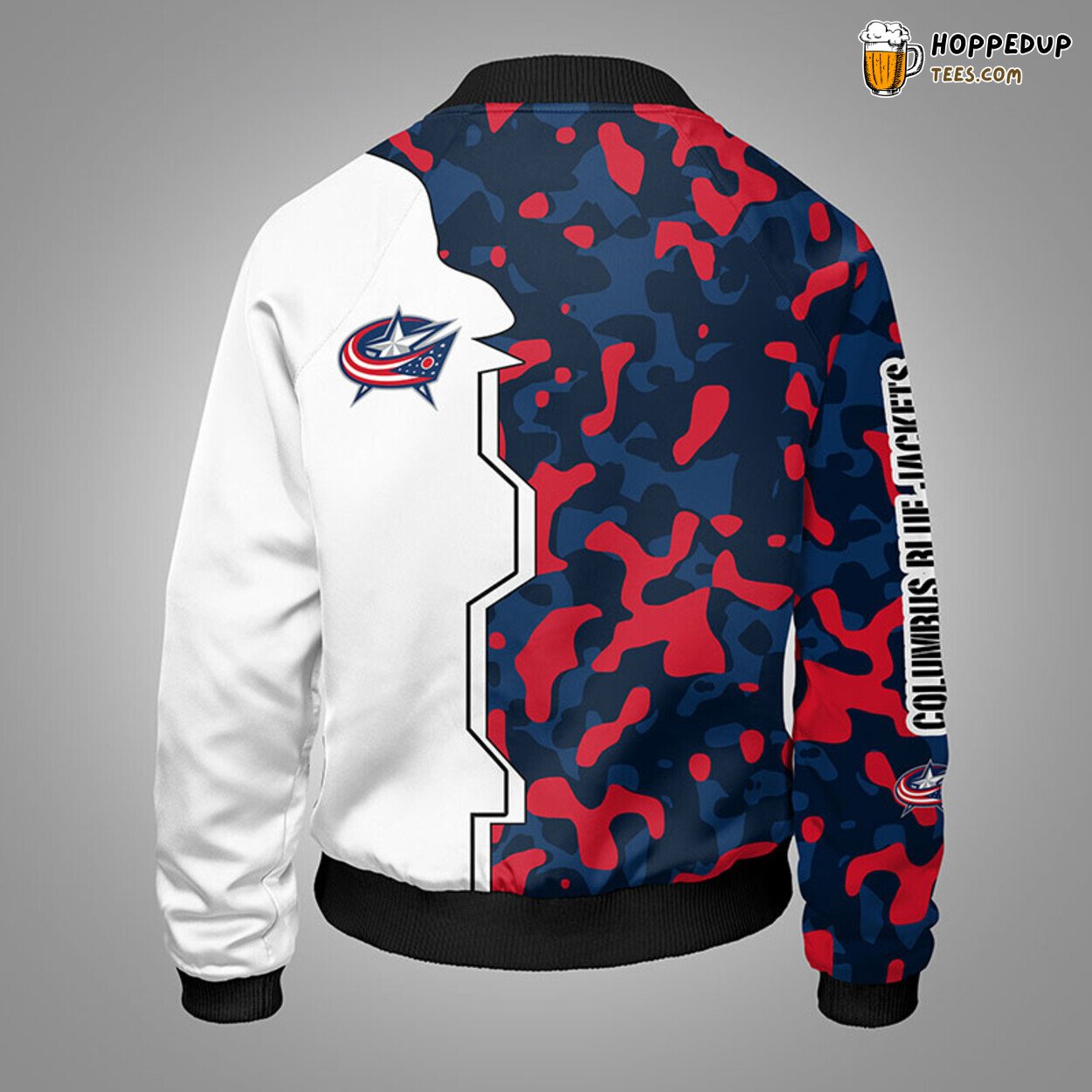 Columbus Blue Jackets NHL Camouflage Red Themed Bomber Jacket Stylish Design