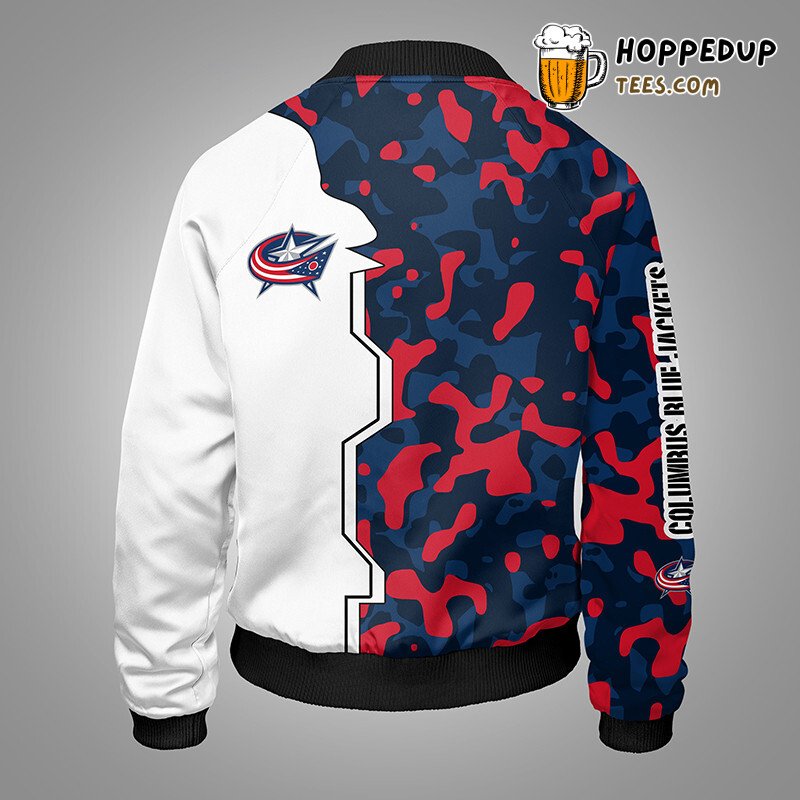 Columbus Blue Jackets NHL Tactical Camo Bomber Jacket Design