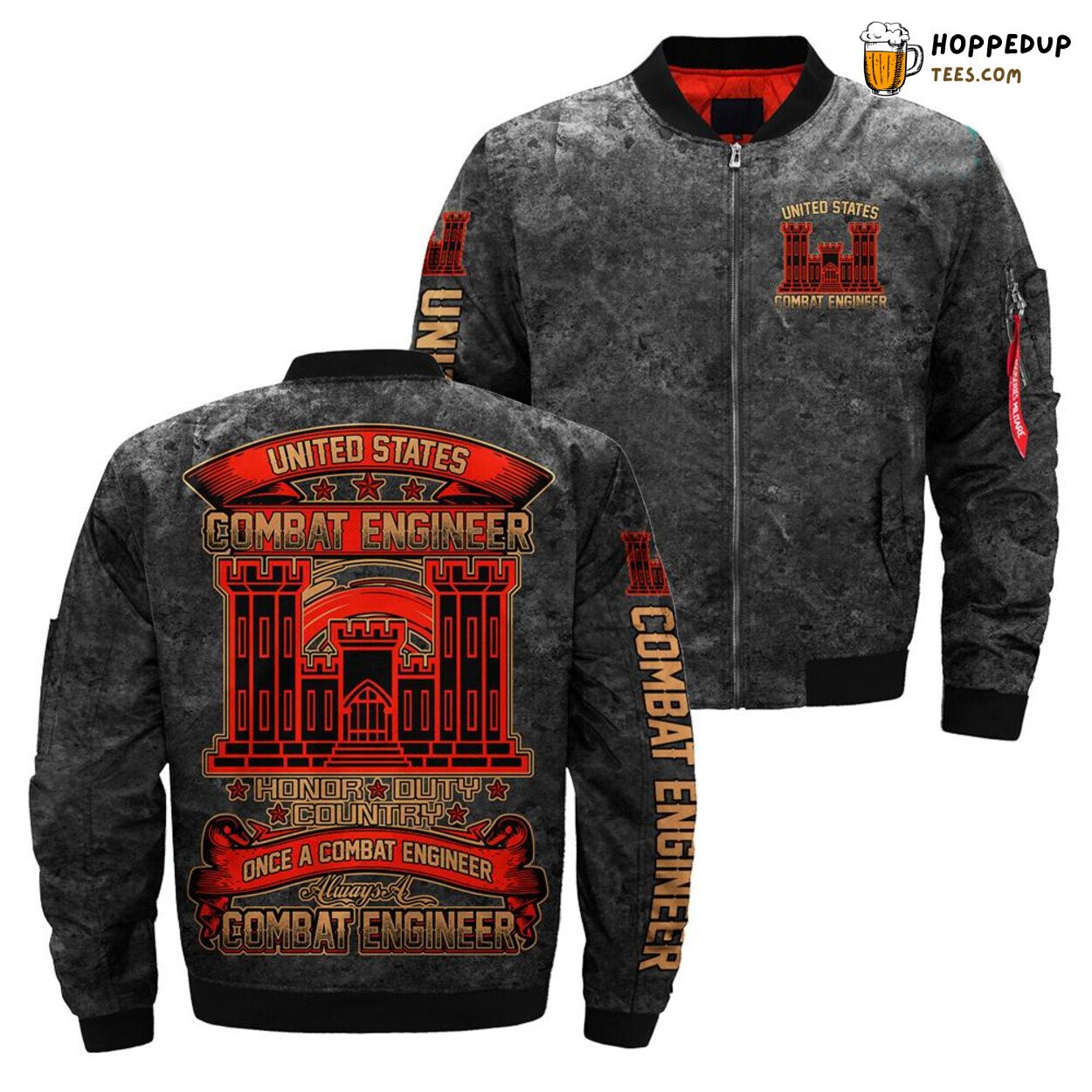Combat Engineer Once Always US Honor Duty Country Bomber Jacket