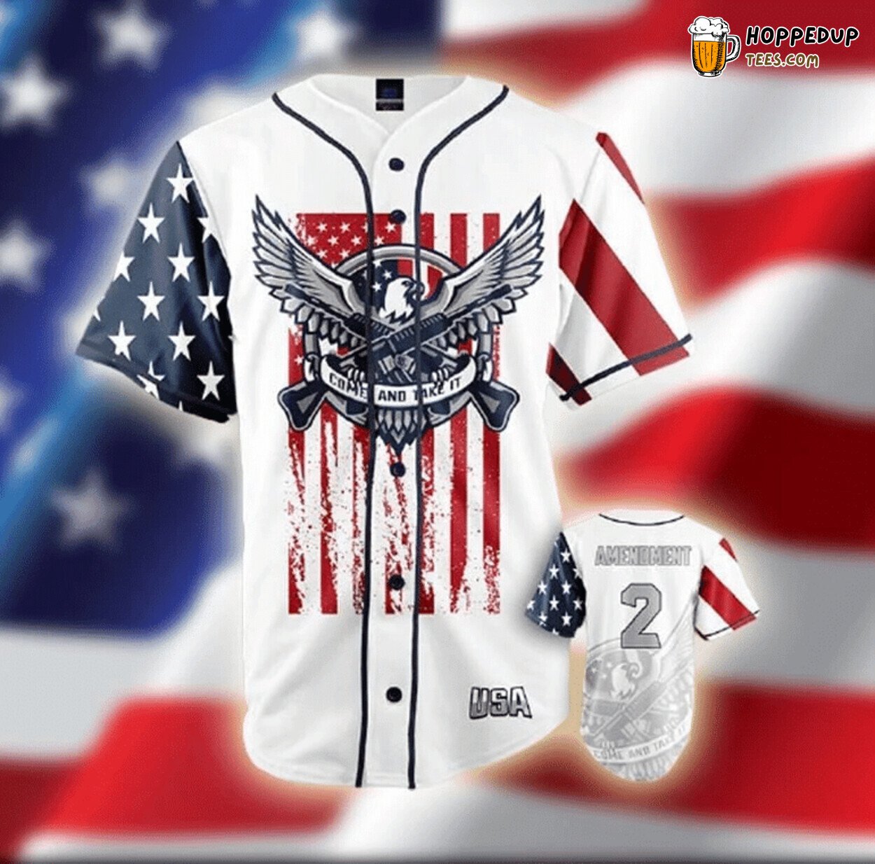 Come Take It Patriotic Baseball Jersey Celebrating Independence Day Style