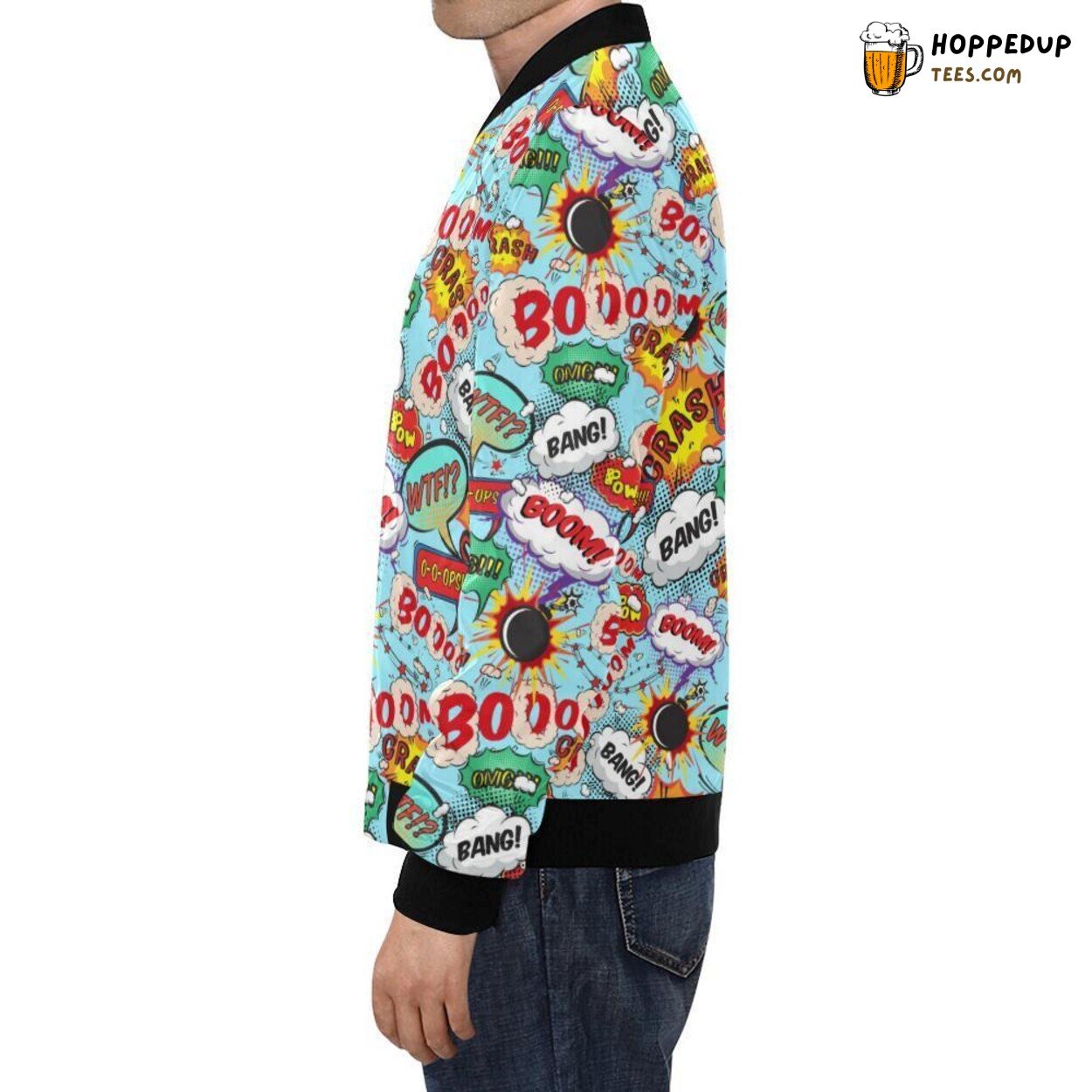 Comic Book Theme Pattern Print Men’s Bomber Jacket Distinctive Design