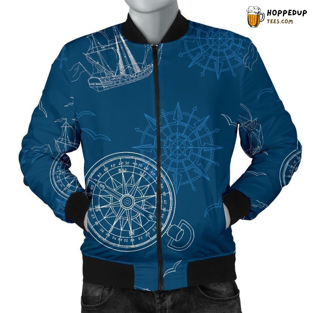 Compass Guiding Directions Men’s Bomber Jacket Unique Pattern Essence Art