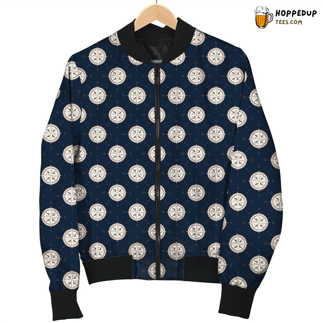 Compass Navy Pattern Bomber Jacket