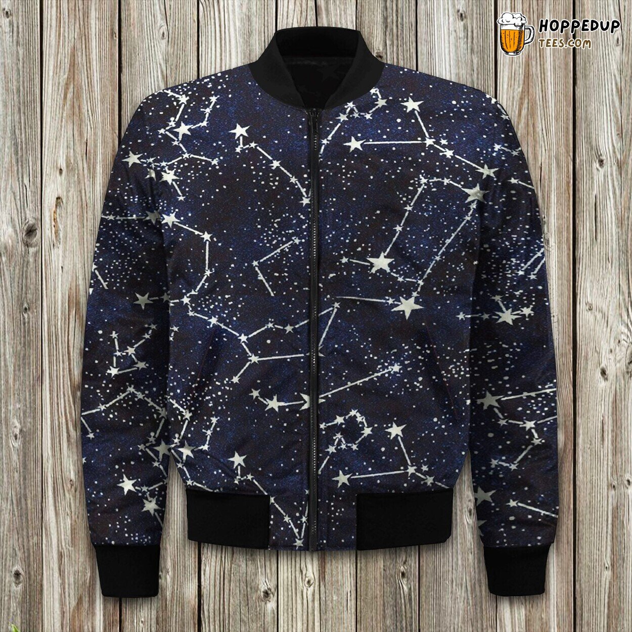 Constellation Star Map Winter Bomber Jacket Night Sky Wonder