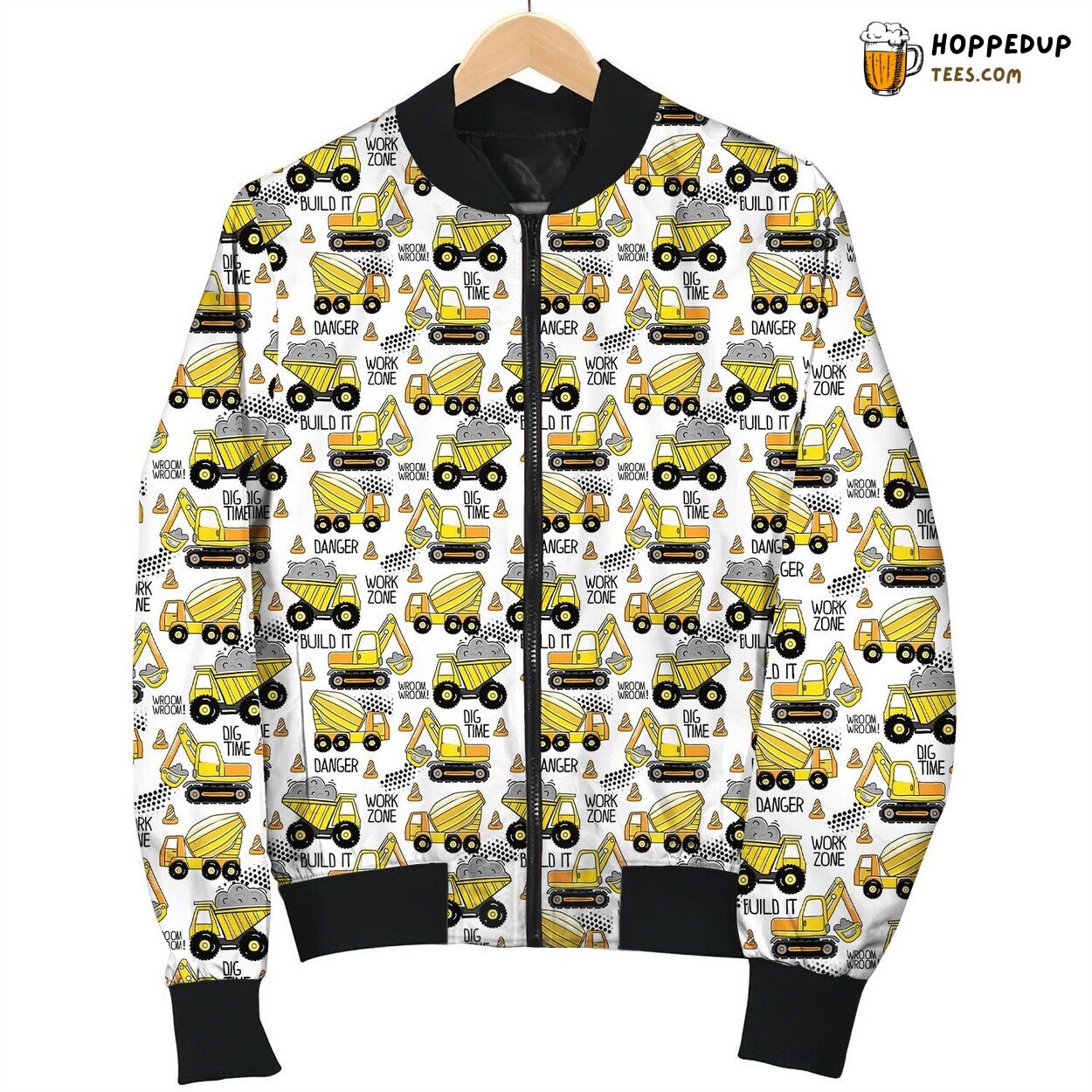 Construction Truck Pattern Bomber Jacket
