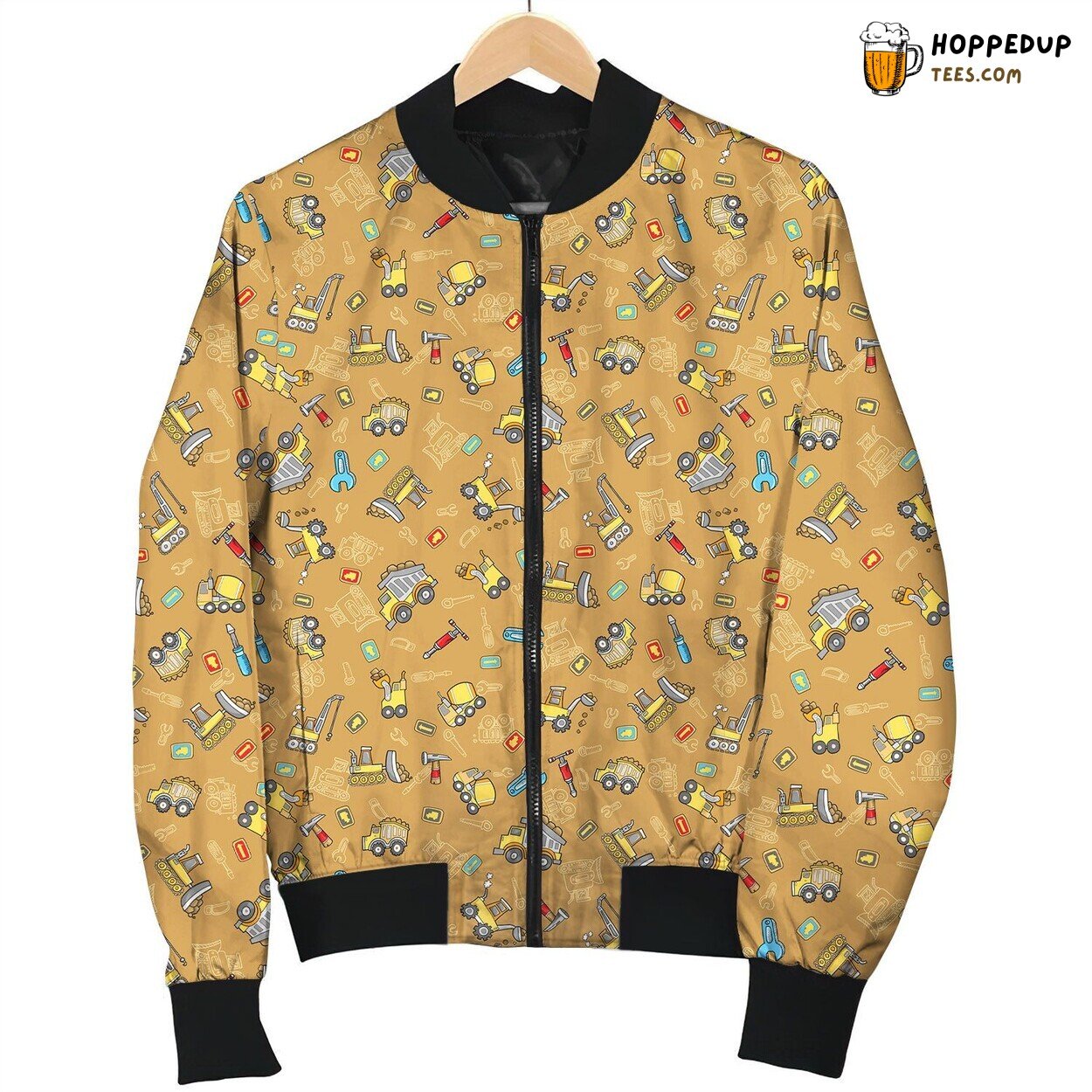Construction Yellow Pattern Bomber Jacket