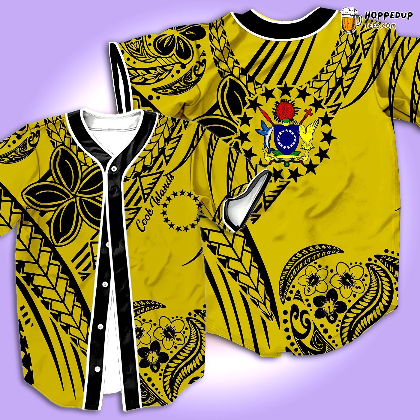 Cook Island Hibiscus Baseball Tee Jersey Shirts 3D