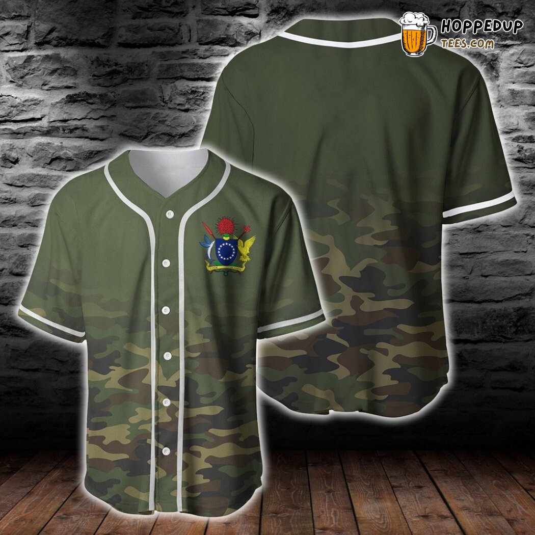 Cook Islands Camo Pattern 3D Printed Baseball Jersey Island Vibe