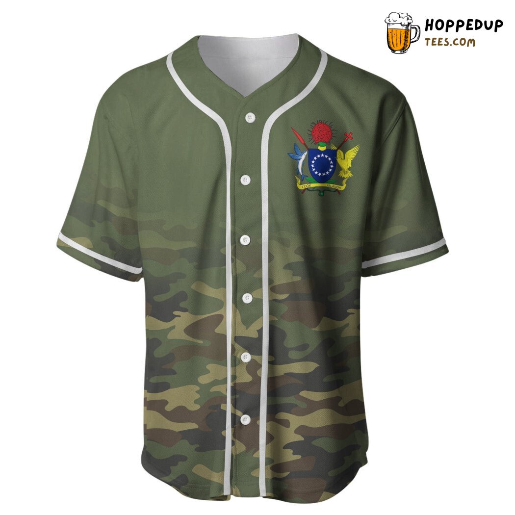 Cook Islands Camo Pattern 3D Printed Baseball Jersey Island Vibe