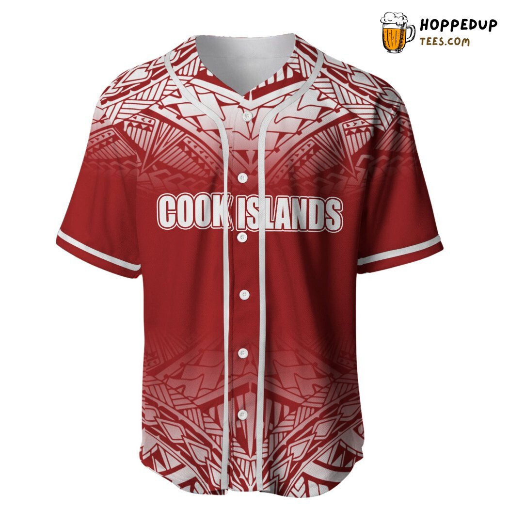 Cook Islands Fog Red Baseball Tee Jersey Shirts 3D