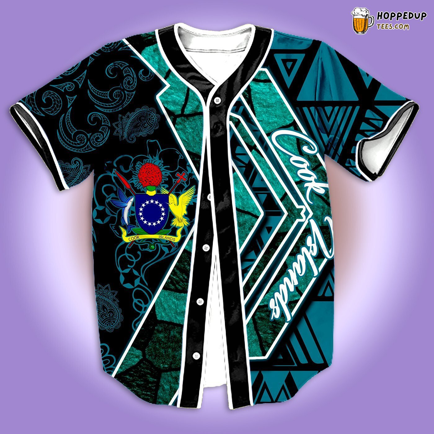 Cook Islands Green Paisley Baseball Tee Jersey Shirts 3D