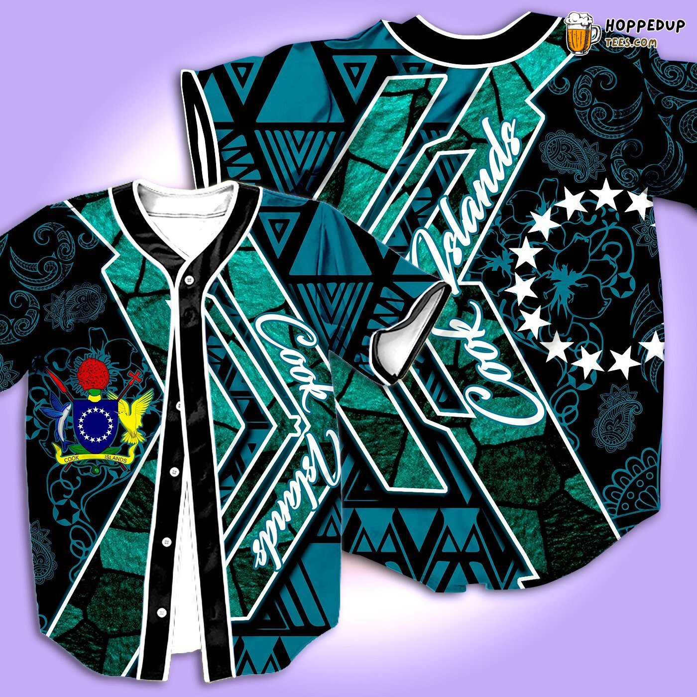 Cook Islands Green Paisley Baseball Tee Jersey Shirts 3D Cook Islands Green Paisley Baseball Tee Jersey Shirts 3D