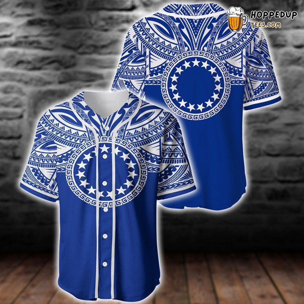 Cook Islands Polynesian Flag Color Royal Blue Baseball Tee Jersey Shirts 3D