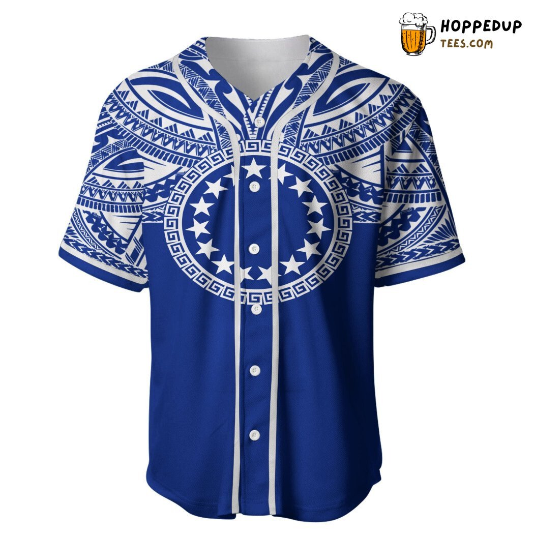 Cook Islands Polynesian Flag Color Royal Blue Baseball Tee Jersey Shirts 3D