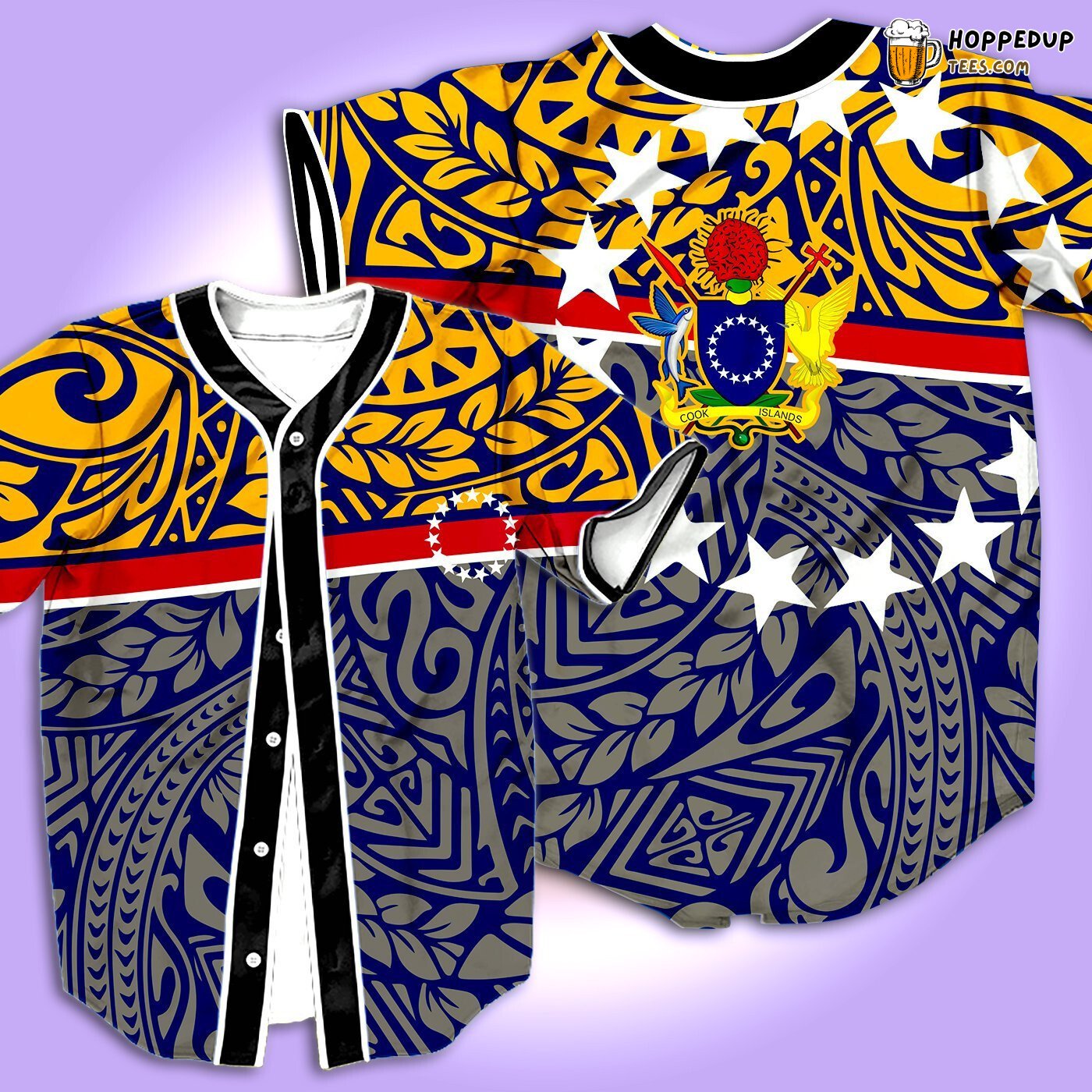 Cook Islands Star Navigation 3D Printed Baseball Jersey Culture