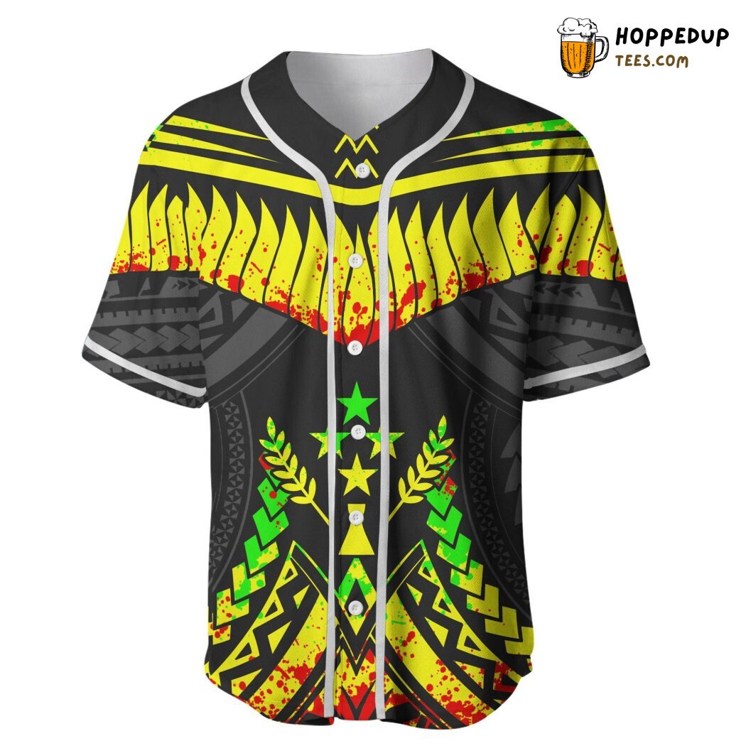 Cook Islands Tooth Shaped Texture Reggae Baseball Tee Jersey Shirts 3D