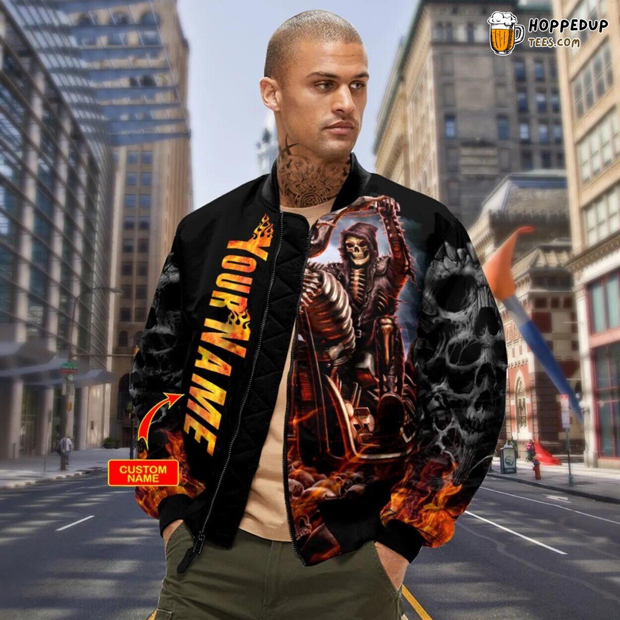 Cool Biker Reaper Bomber Jacket Skull Viking 3D Print Clothing Unique Design