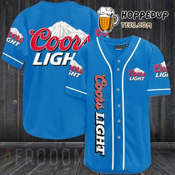 Coors Light Beer Blue Design Baseball Jersey Unique Distinctive Look