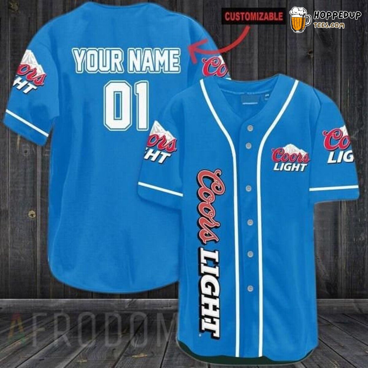 Coors Light Beer Personalized Blue Logo Baseball Jersey Brewer