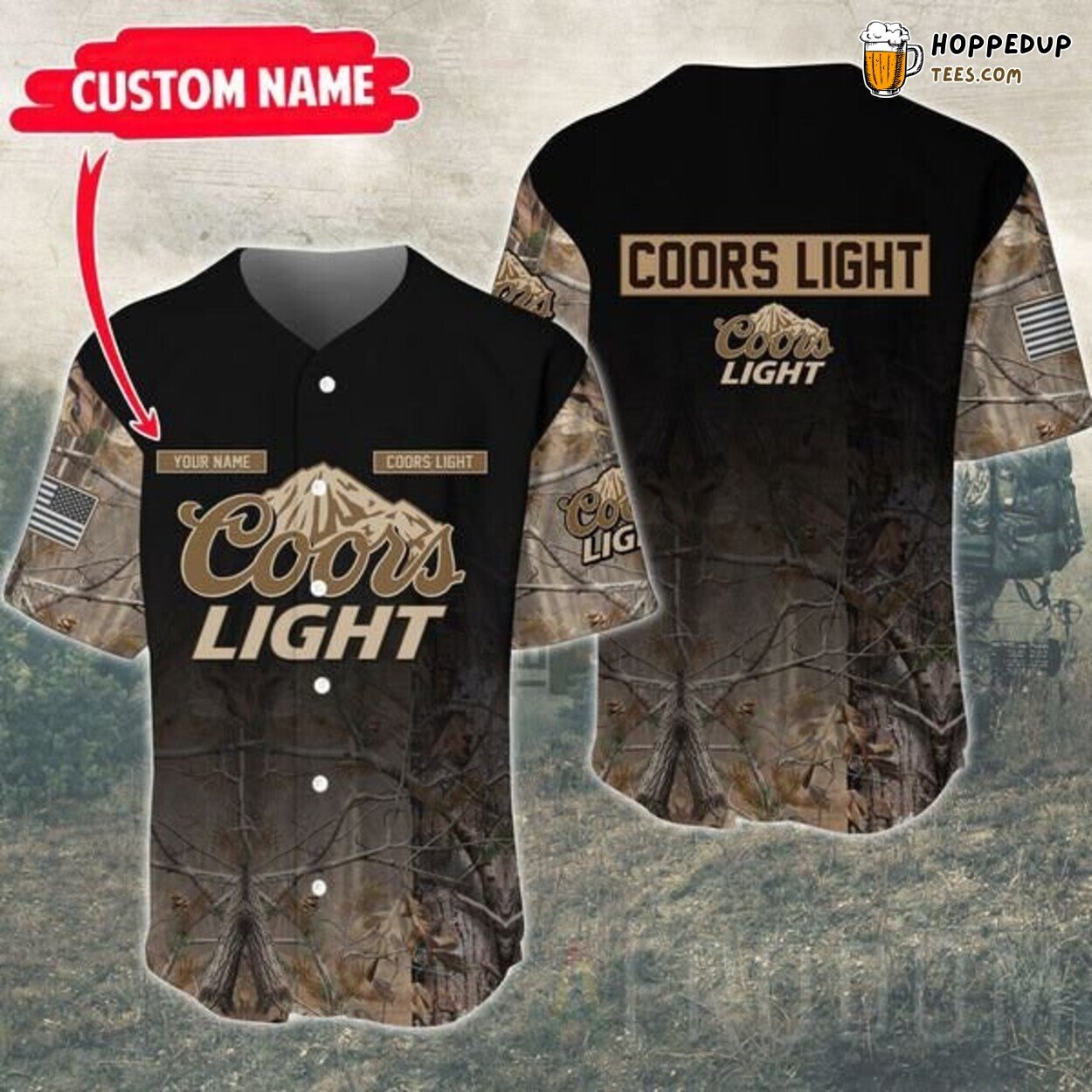 Coors Light Deer Hunting Camo Personalized Baseball Jersey Fun