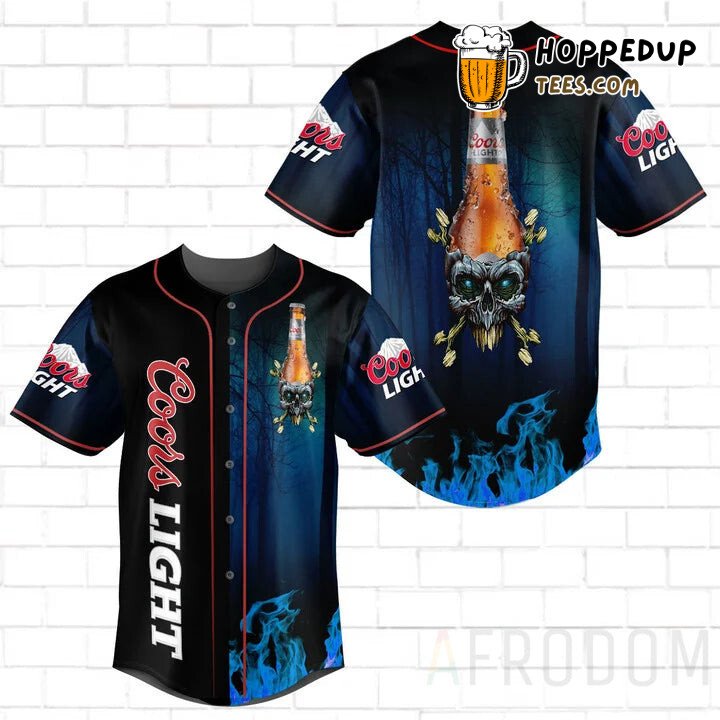 Coors Light Motif Skull Baseball Jersey Unique Design Emblem Look