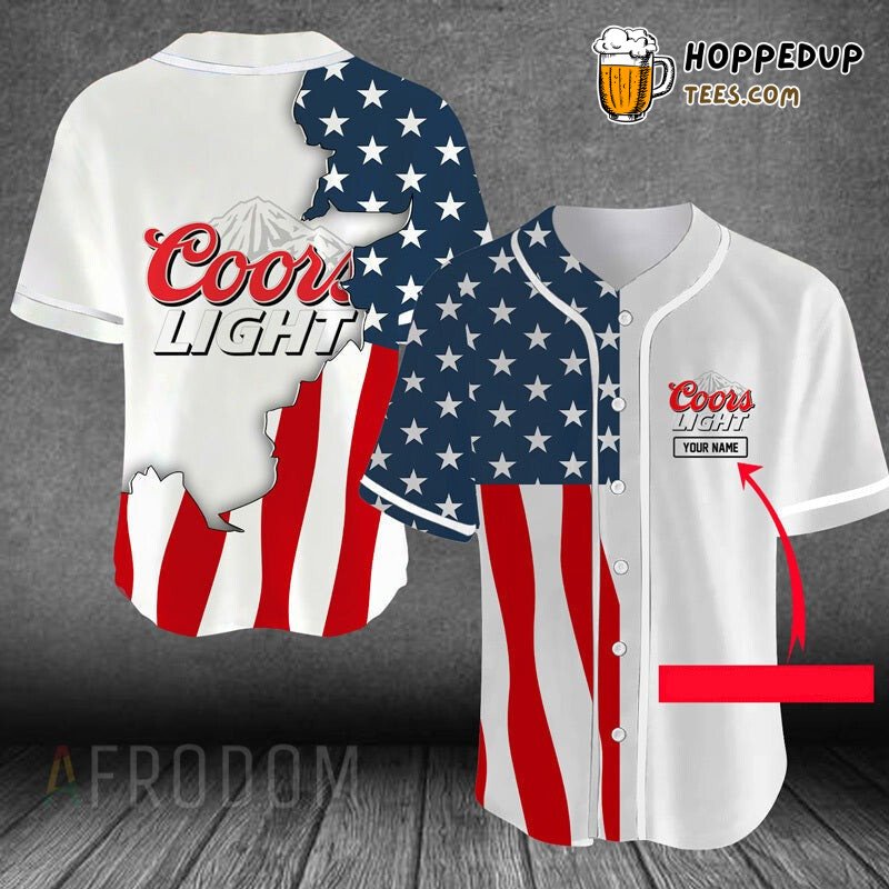 Coors Light US Flag Tribute Personalized Unique Baseball Jersey
