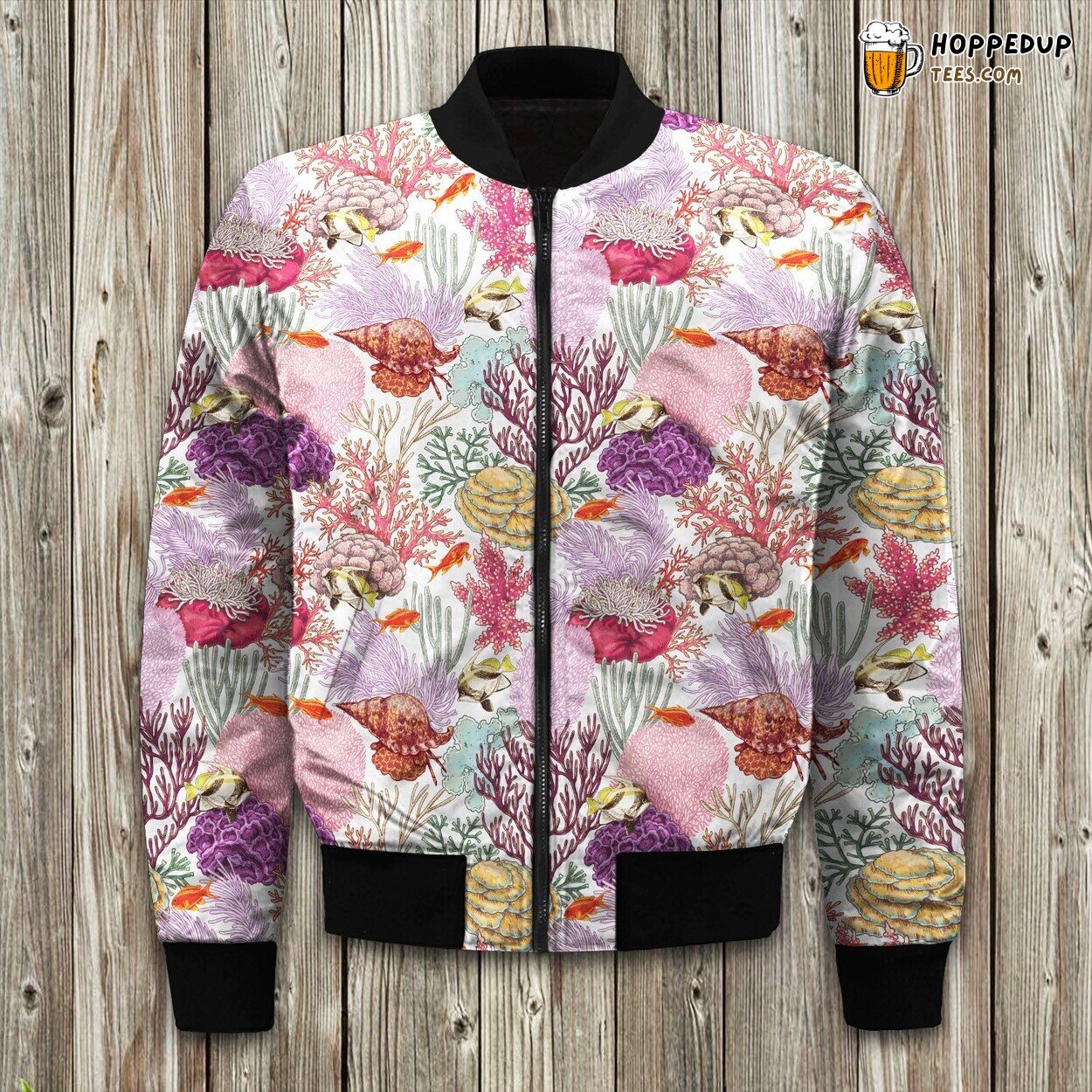 Coral Beauty of Ocean Winter Bomber Jacket Designer Elite Series