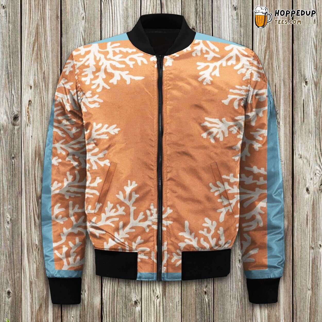 Coral Border Exquisite Design Winter Bomber Jacket Oceanic Frame