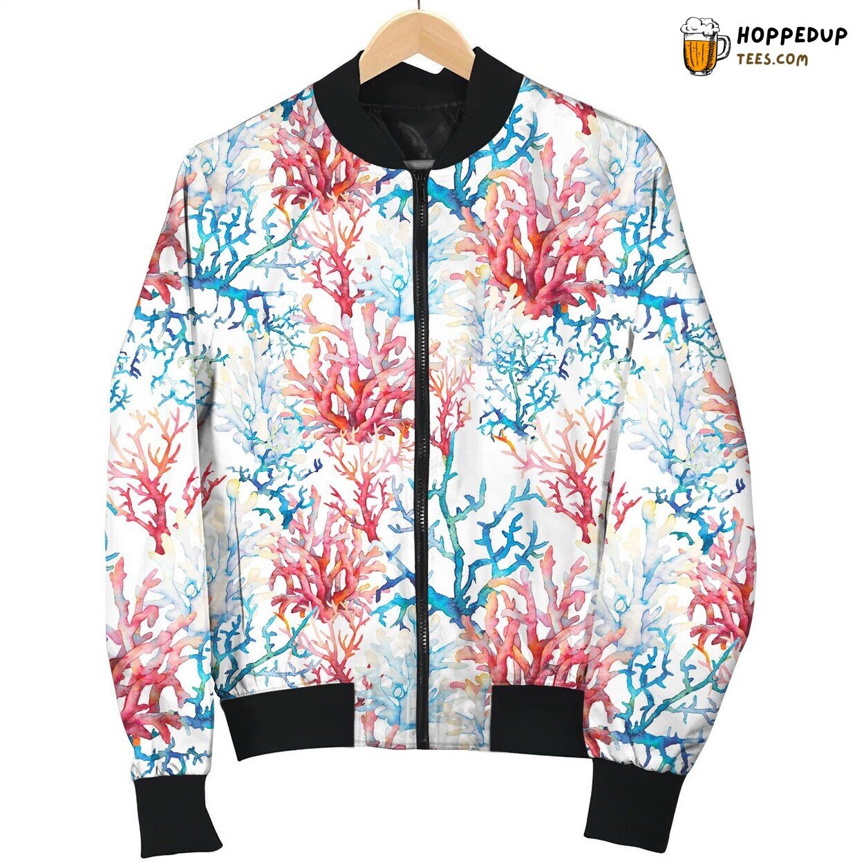 Coral Colorful Beauty Bomber Jacket