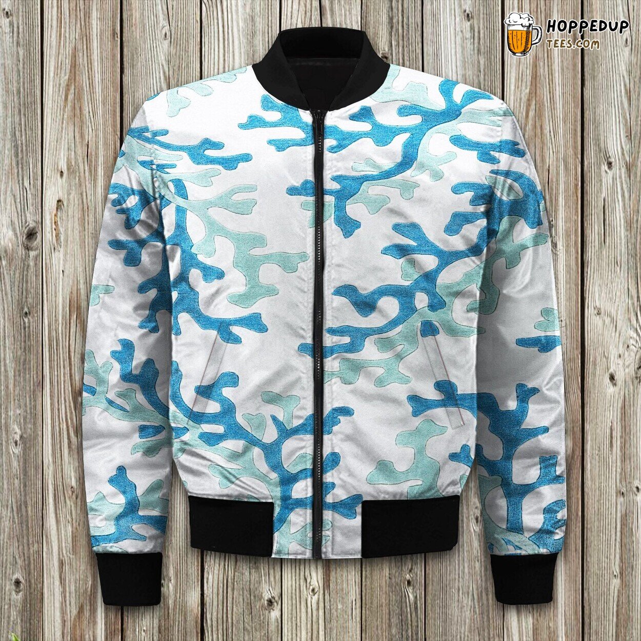 Coral Ocean Beauty Print Winter Bomber Jacket Marine Enthusiast’s Look