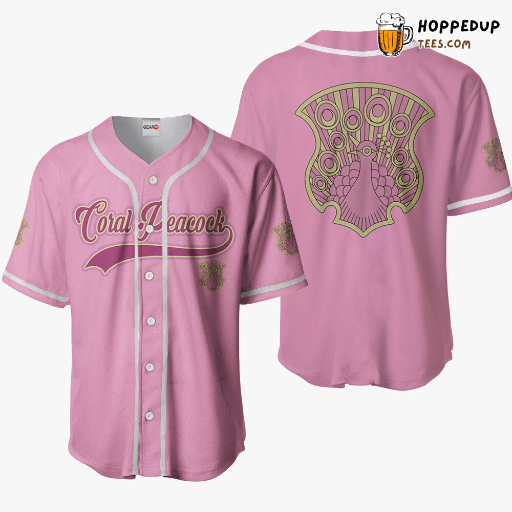 Coral Peacock Unique Design Anime Baseball Jersey Distinctive Style