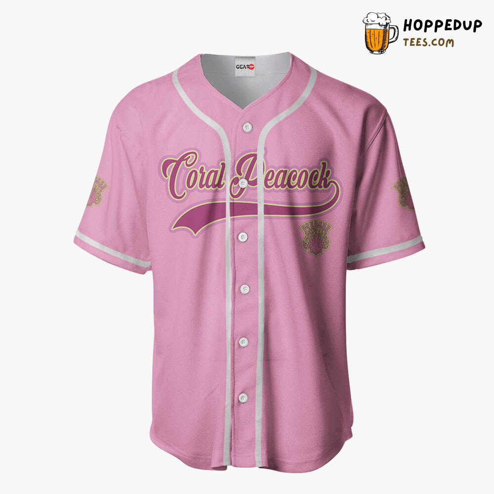 Coral Peacock Unique Design Anime Baseball Jersey Distinctive Style