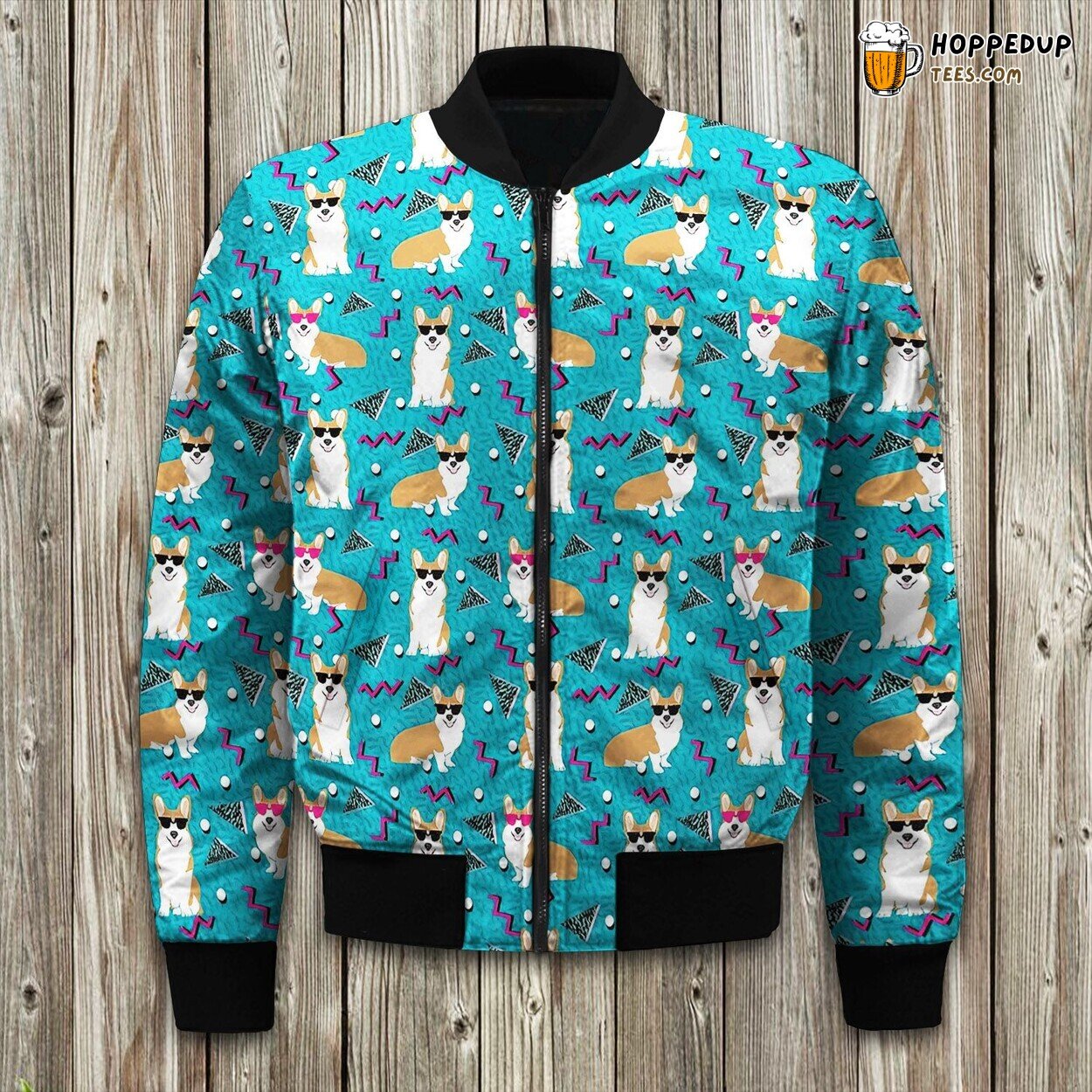 Corgi Cool Dog Design Bomber Jacket Winter Charm in Canine Trendy Attire