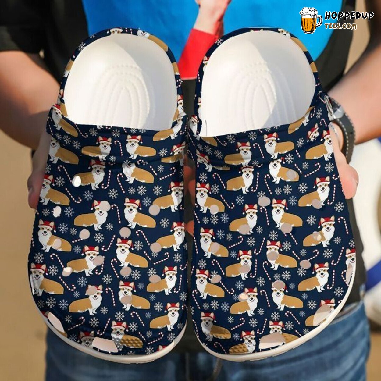Corgi Dog Christmas Pattern Themed Clogs Festive Holiday Comfort Shoes