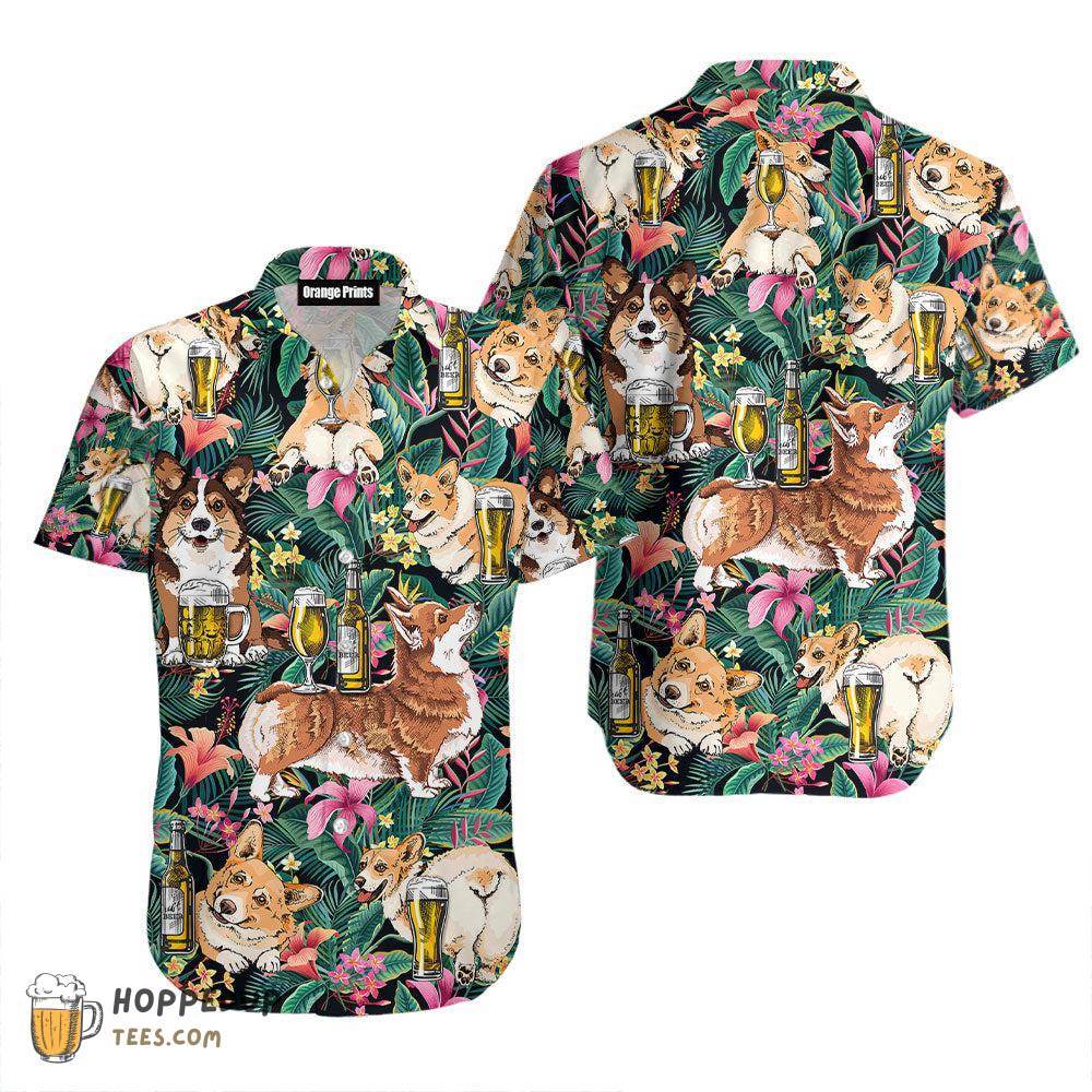 Corgi Dog Drink Beer Aloha Shirt